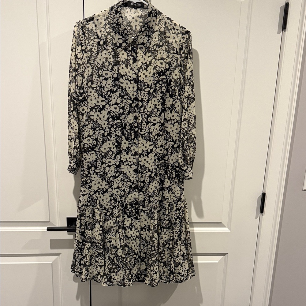 Teri Jon Floral Black and White Dress